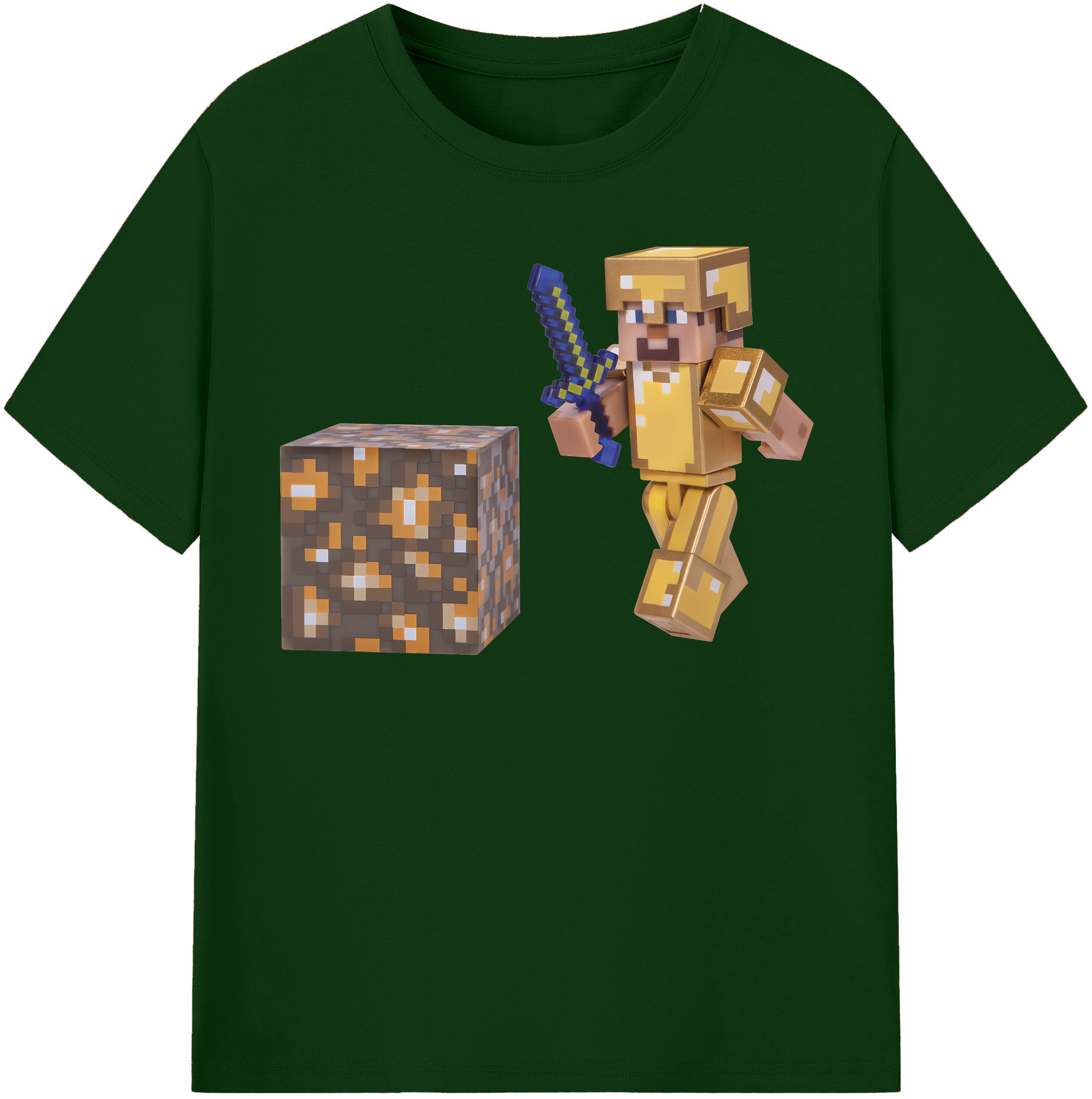（画像用） マインクラフト ブロックの世界 Minecraft MC Block world 綿100％半袖Tシャツ（フロントプリント）